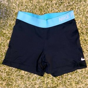 BLACK NIKE PRO SPANDEX VOLLEYBALL SHORT TEAL BAND